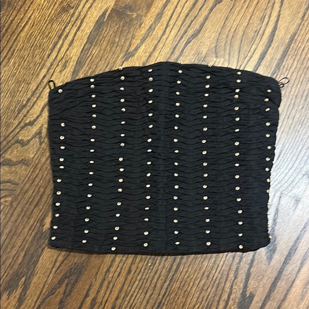 Zara Black Beaded Strapless Top